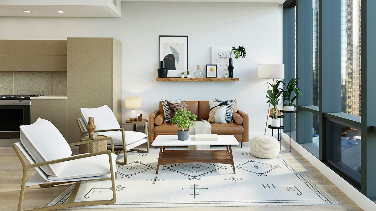 Close architectural view of wallpapered interior